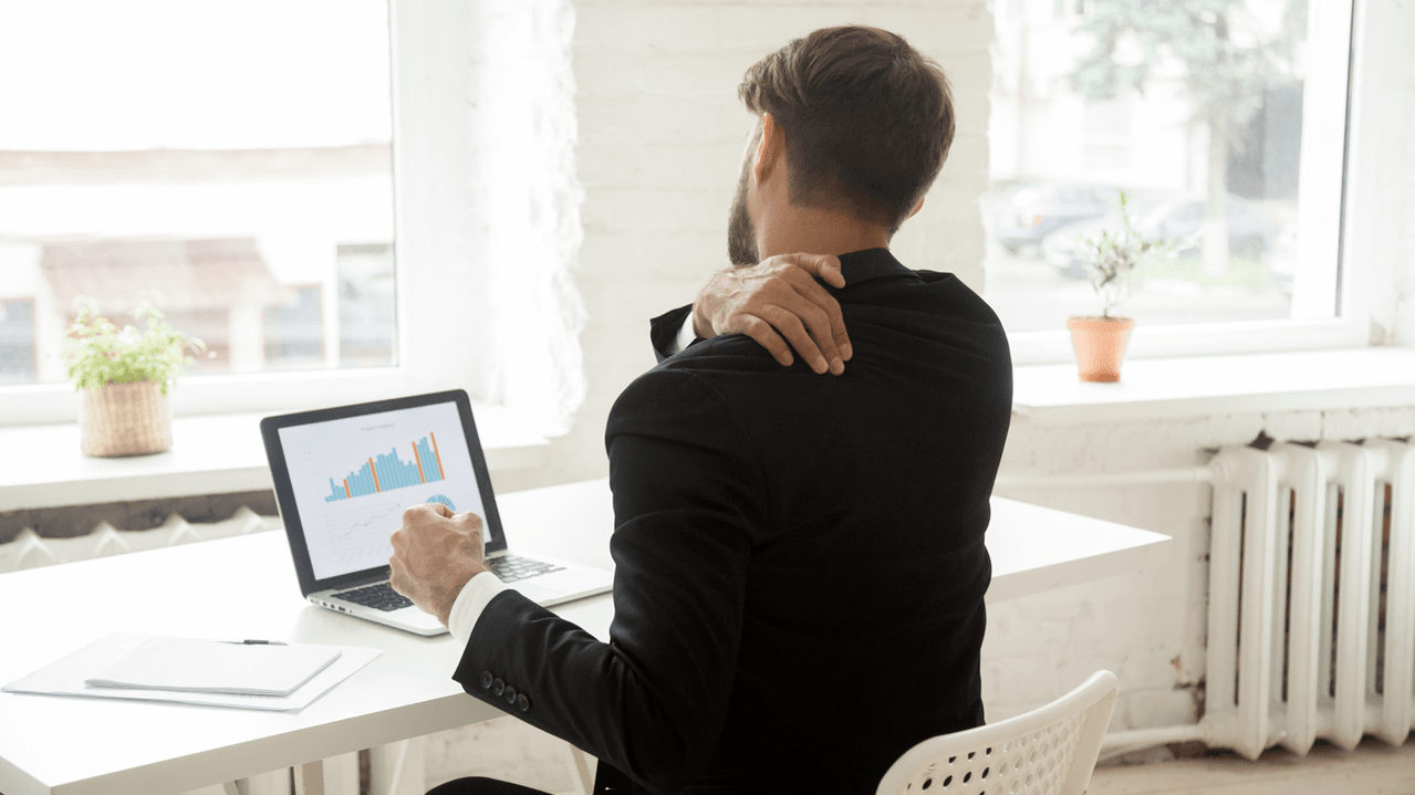 Back pain of sedentary work on the computer